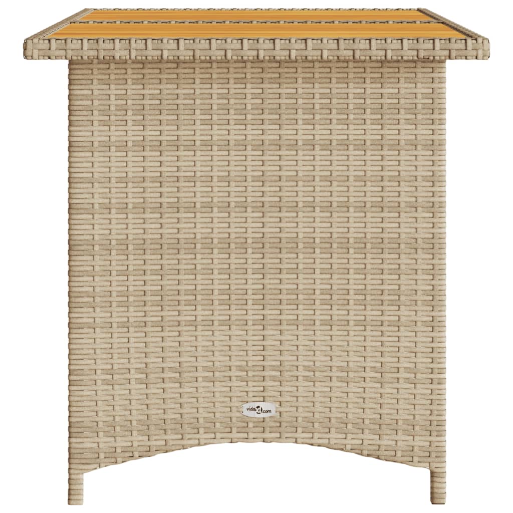 vidaXL Masă de grădină cu blat din lemn, bej 110x68x70 cm poliratan vidaXL Masă de grădină cu blat din lemn, bej 110x68x70 cm poliratan
