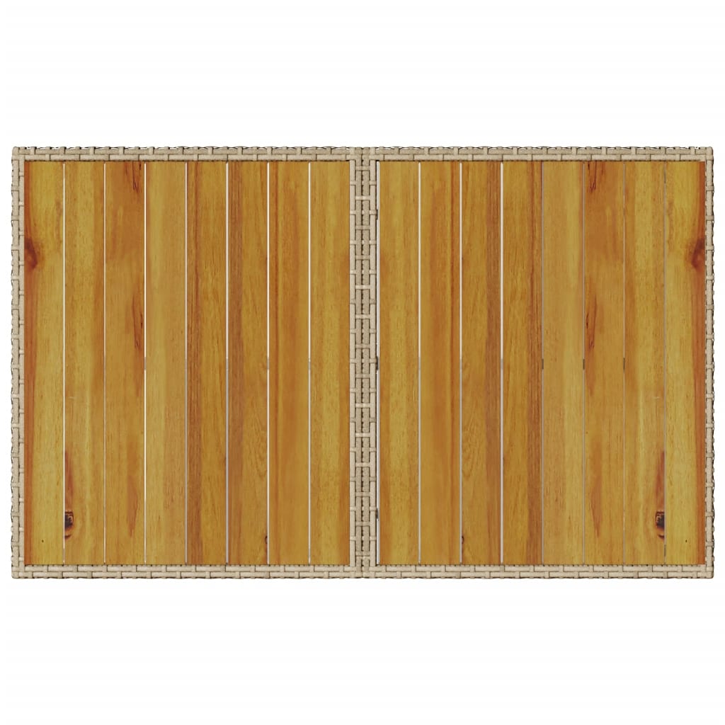vidaXL Masă de grădină cu blat din lemn, bej 110x68x70 cm poliratan vidaXL Masă de grădină cu blat din lemn, bej 110x68x70 cm poliratan