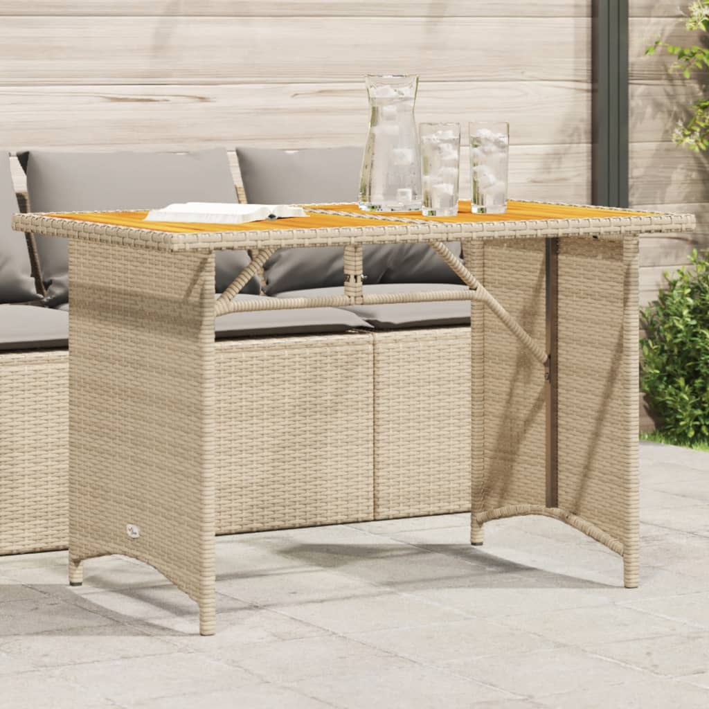 vidaXL Masă de grădină cu blat din lemn, bej 110x68x70 cm poliratan vidaXL Masă de grădină cu blat din lemn, bej 110x68x70 cm poliratan
