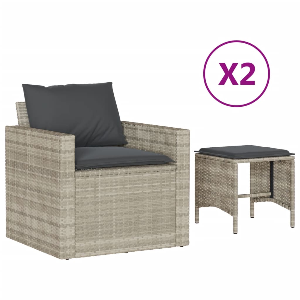 vidaXL Set canapea de grădină cu perne, 4 piese, gri deschis poliratan vidaXL Set canapea de grădină cu perne, 4 piese, gri deschis poliratan