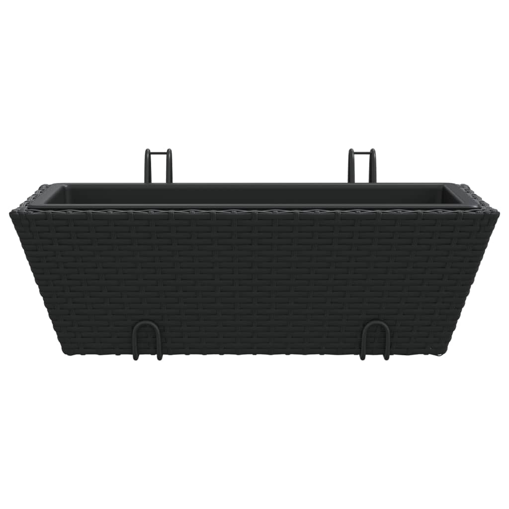 vidaXL Jardiniere cu cârlige, 2 buc., negru, poliratan vidaXL Jardiniere cu cârlige, 2 buc., negru, poliratan