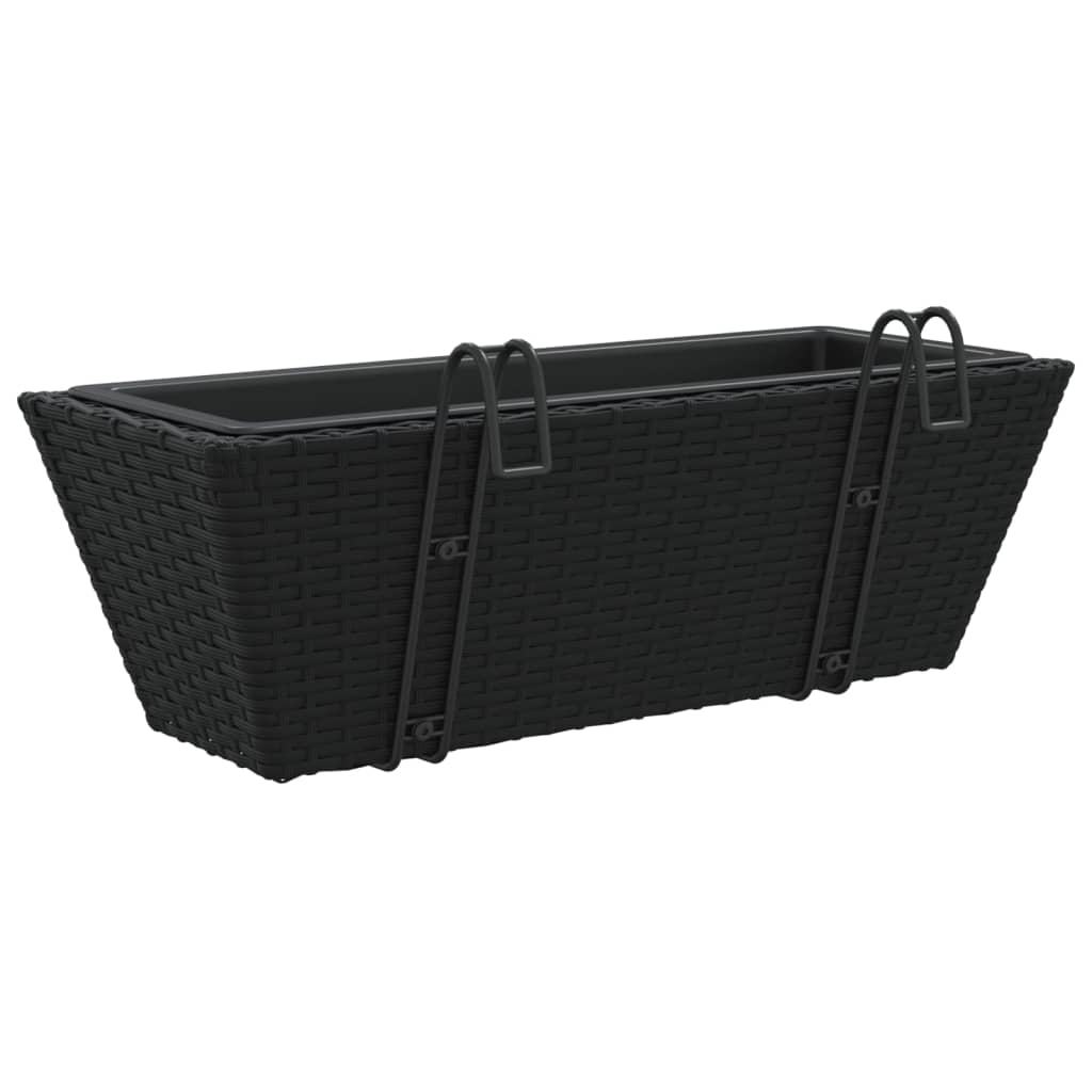 vidaXL Jardiniere cu cârlige, 2 buc., negru, poliratan vidaXL Jardiniere cu cârlige, 2 buc., negru, poliratan