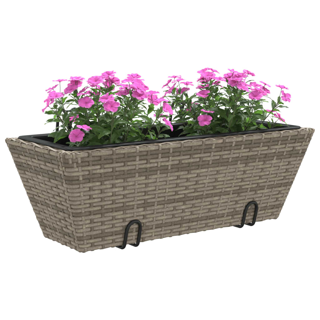 vidaXL Jardiniere cu cârlige, 2 buc., gri, poliratan