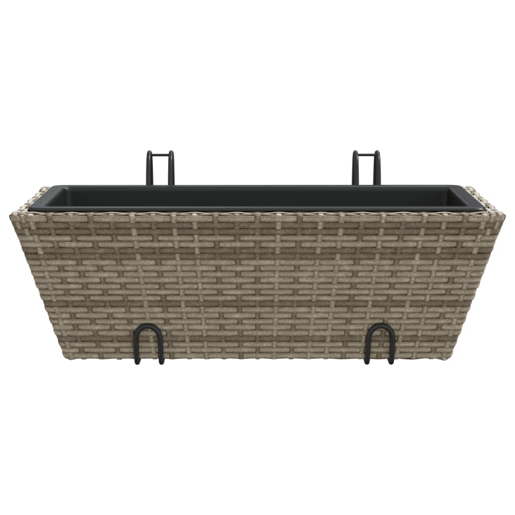vidaXL Jardiniere cu cârlige, 2 buc., gri, poliratan
