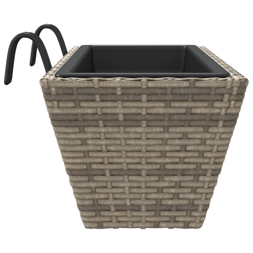 vidaXL Jardiniere cu cârlige, 2 buc., gri, poliratan