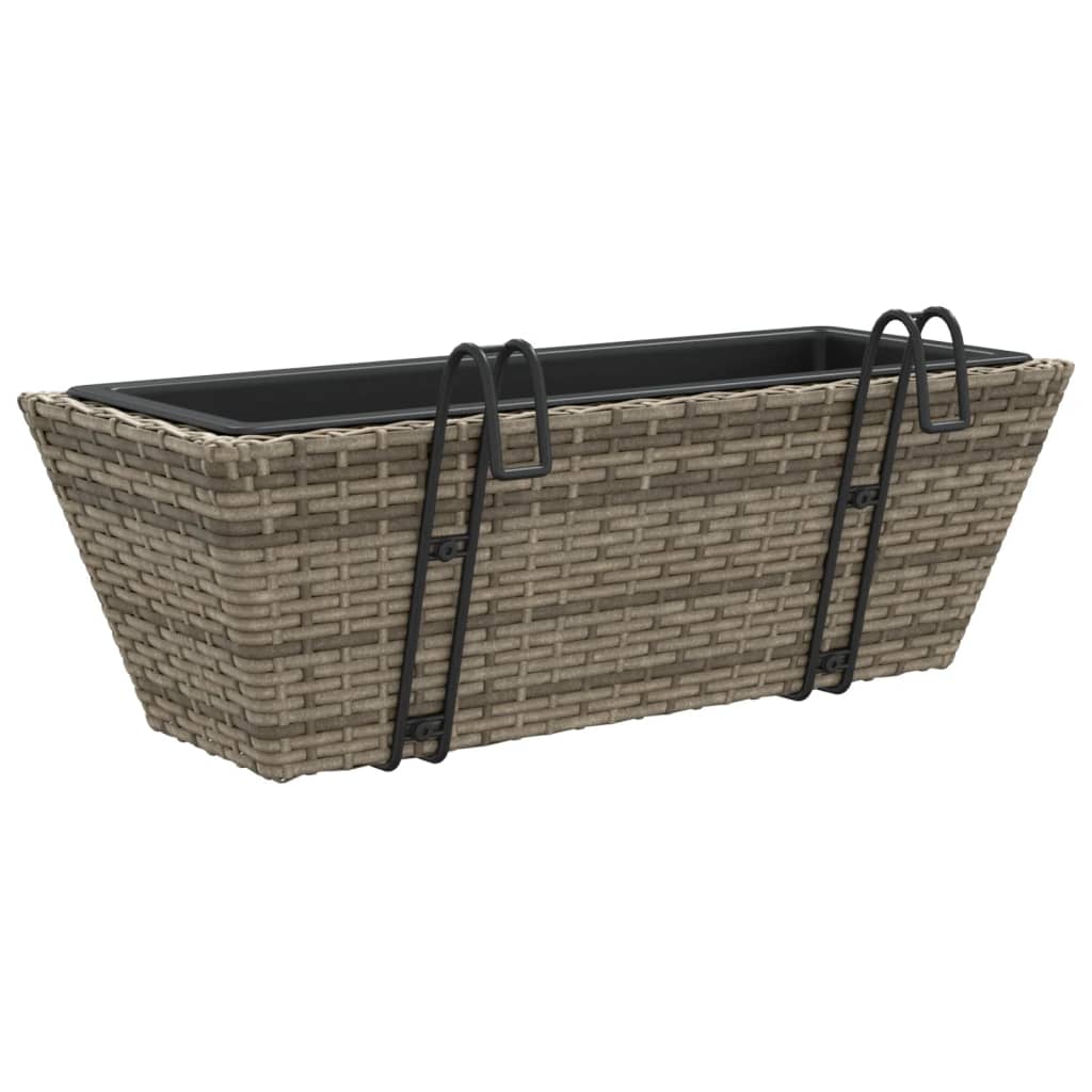 vidaXL Jardiniere cu cârlige, 2 buc., gri, poliratan