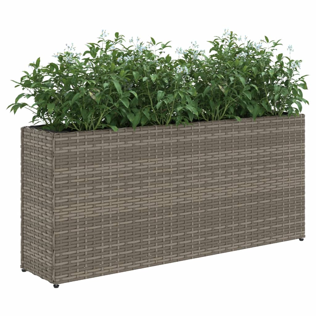 vidaXL Jardinieră de grădină cu 2 ghivece, gri, 90x20x40 cm poliratan