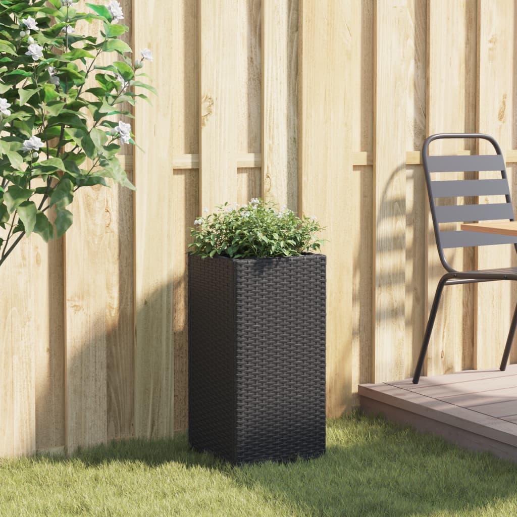 vidaXL Jardinieră de grădină, negru, 30x30x60 cm, poliratan vidaXL Jardinieră de grădină, negru, 30x30x60 cm, poliratan