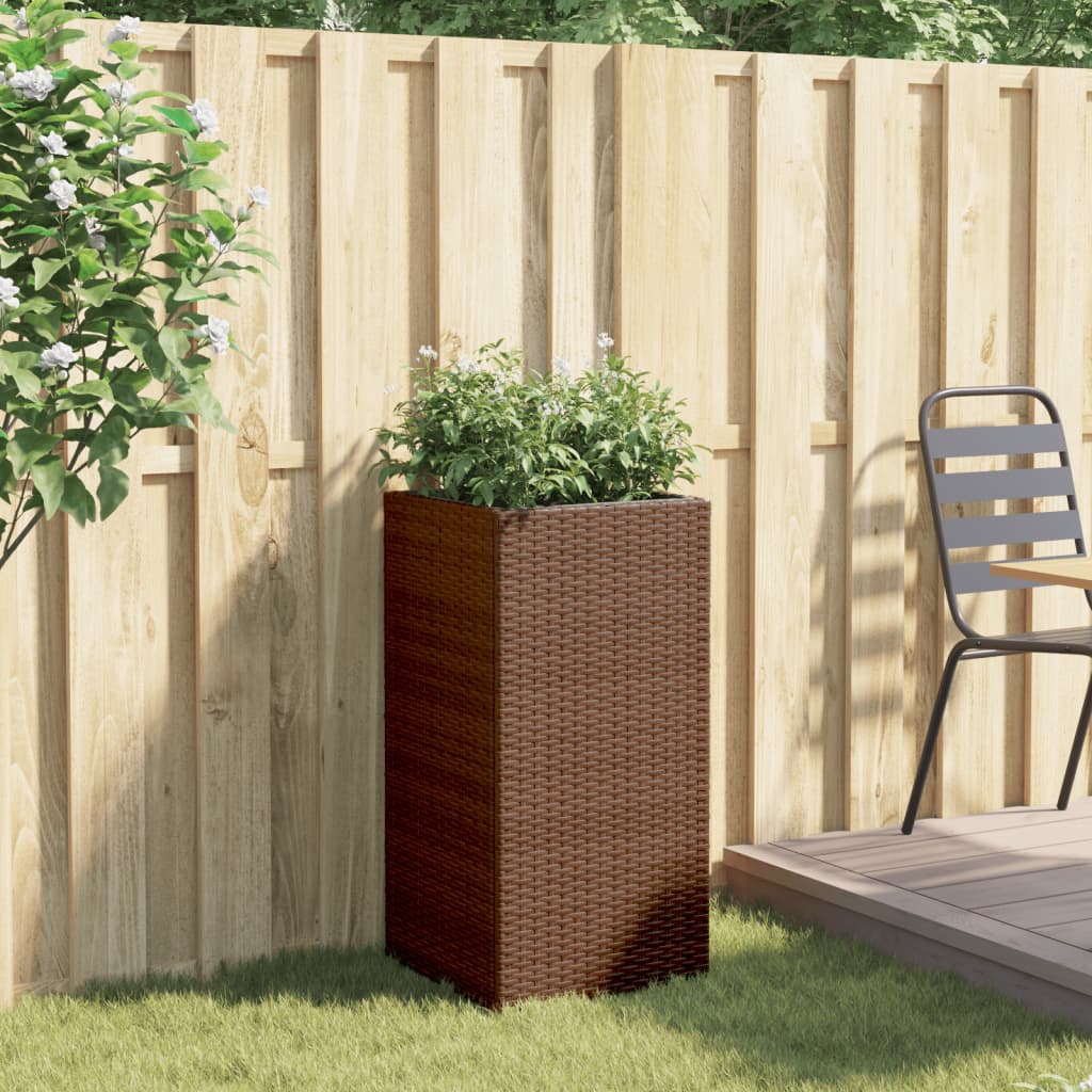 vidaXL Jardinieră de grădină, maro, 40x40x80 cm, poliratan vidaXL Jardinieră de grădină, maro, 40x40x80 cm, poliratan