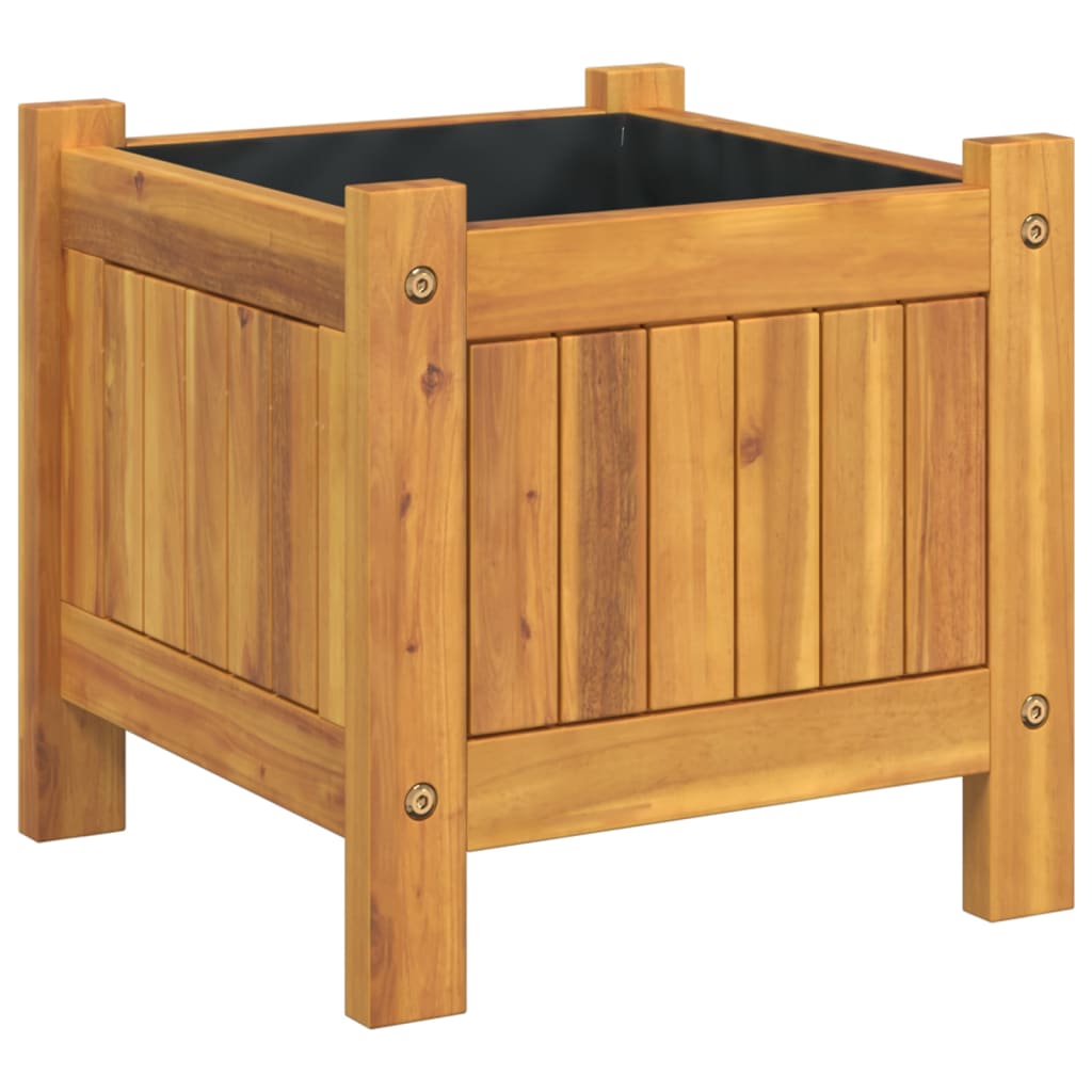 vidaXL Jardinieră de grădină cu căptușeală, 31x31x30 cm, lemn acacia