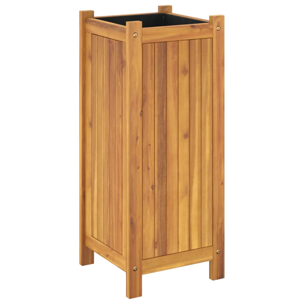 vidaXL Jardinieră de grădină cu căptușeală, 31x31x75 cm, lemn acacia