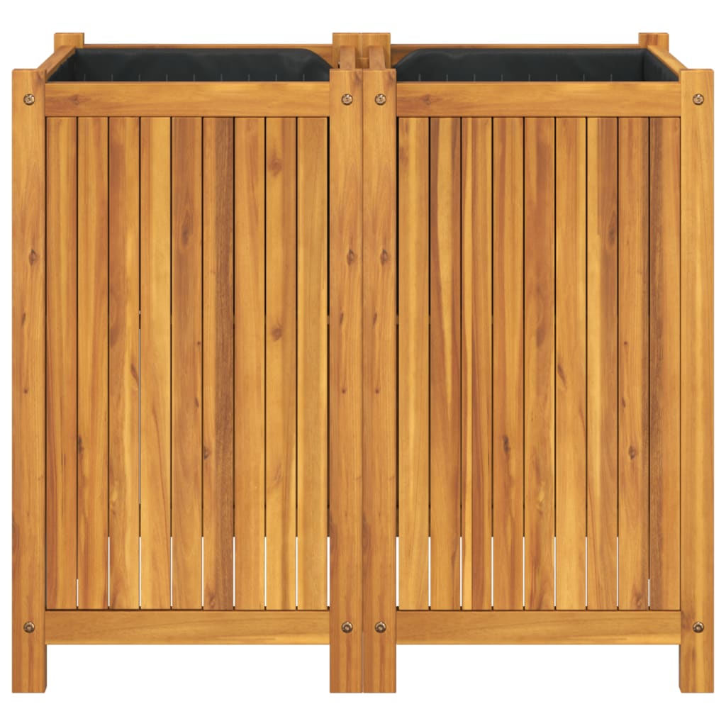 vidaXL Jardinieră de grădină cu căptușeală, 84x42x75 cm, lemn acacia