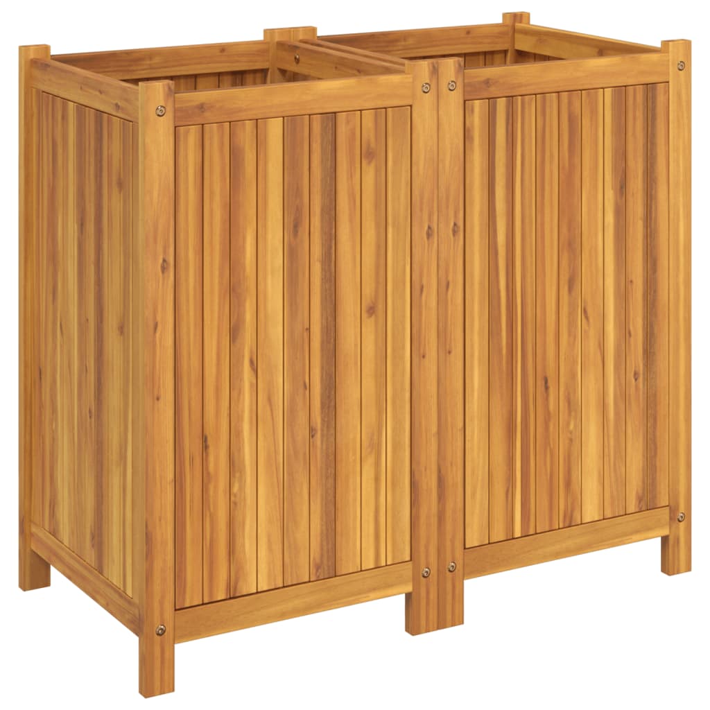 vidaXL Jardinieră de grădină cu căptușeală, 84x42x75 cm, lemn acacia
