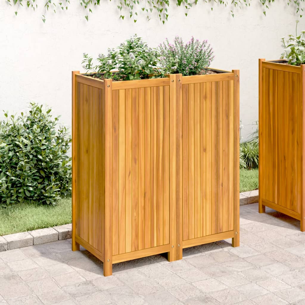 vidaXL Jardinieră de grădină cu căptușeală, 84x42x100 cm, lemn acacia