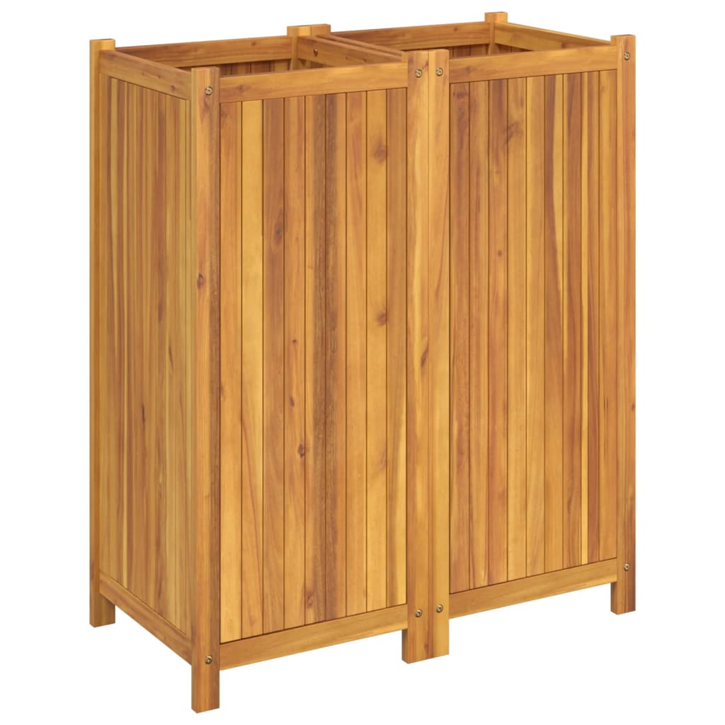 vidaXL Jardinieră de grădină cu căptușeală, 84x42x100 cm, lemn acacia