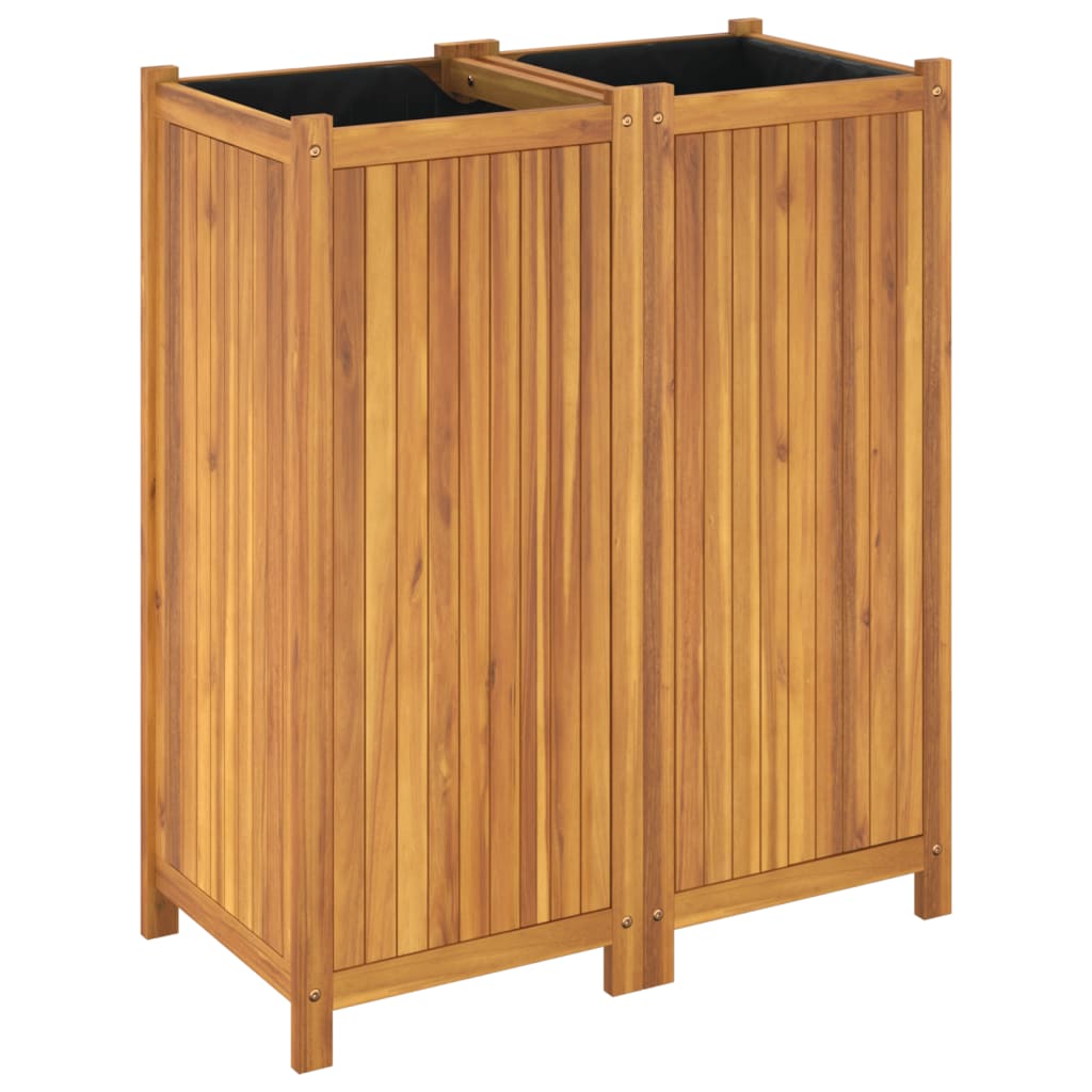 vidaXL Jardinieră de grădină cu căptușeală, 84x42x100 cm, lemn acacia