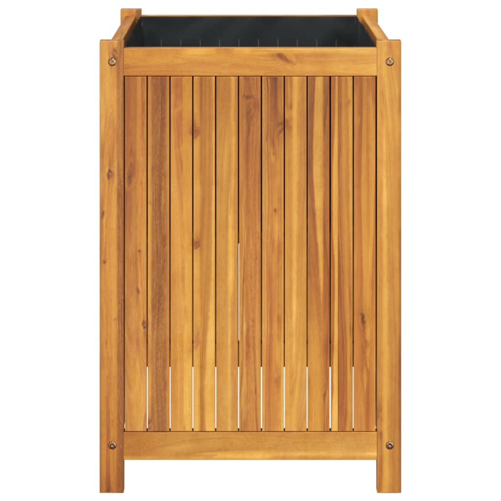 vidaXL Jardinieră de grădină cu căptușeală, 50x50x75 cm, lemn acacia