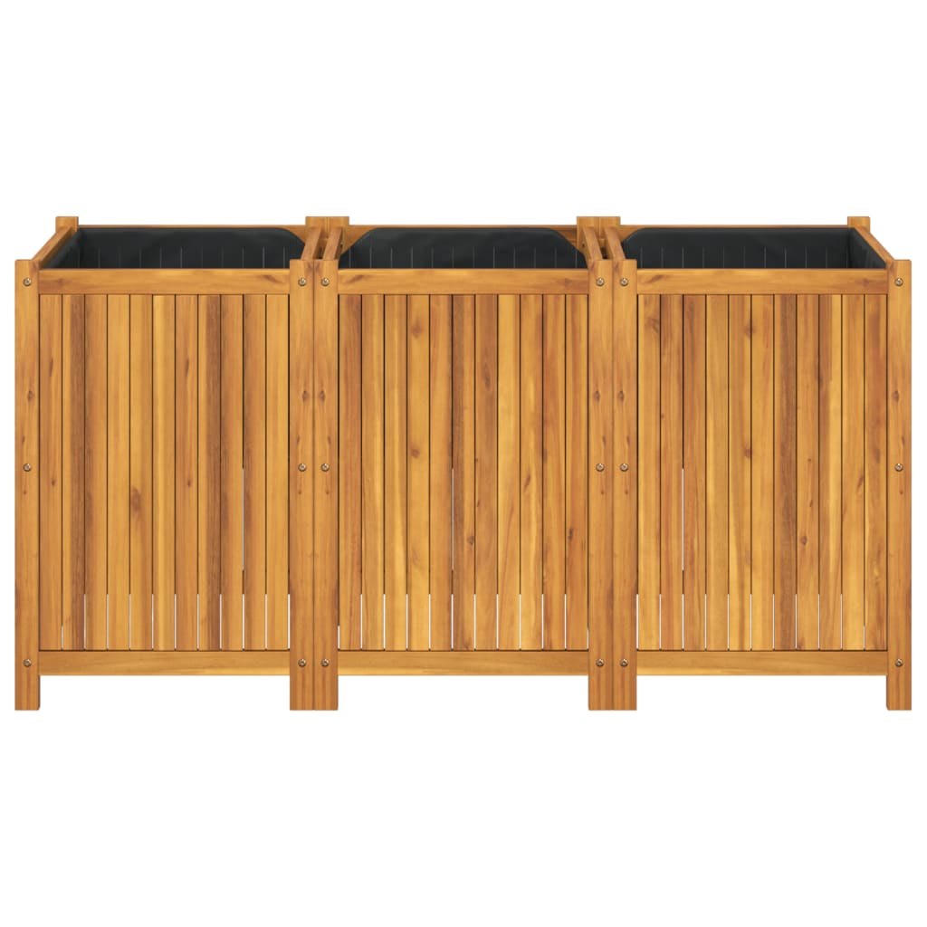 vidaXL Jardinieră de grădină cu căptușeală, 150x50x75 cm, lemn acacia