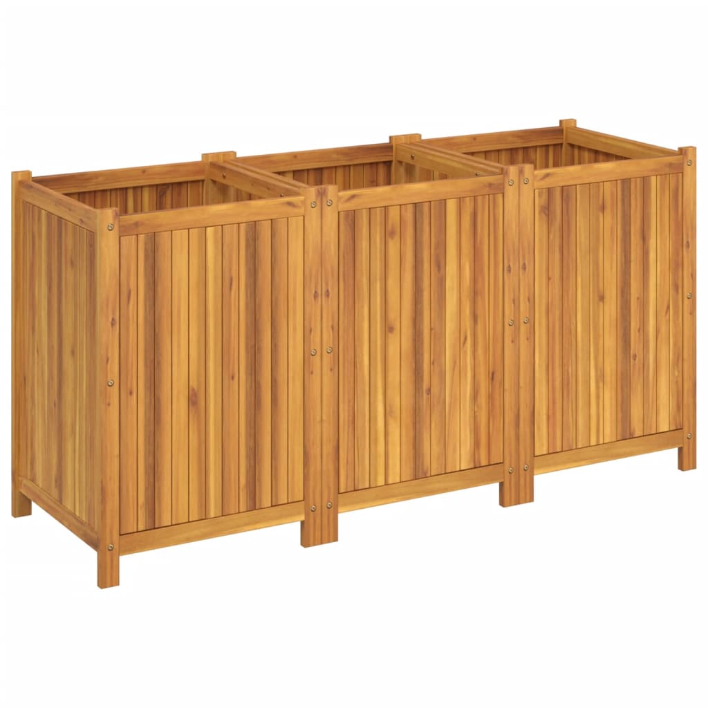 vidaXL Jardinieră de grădină cu căptușeală, 150x50x75 cm, lemn acacia