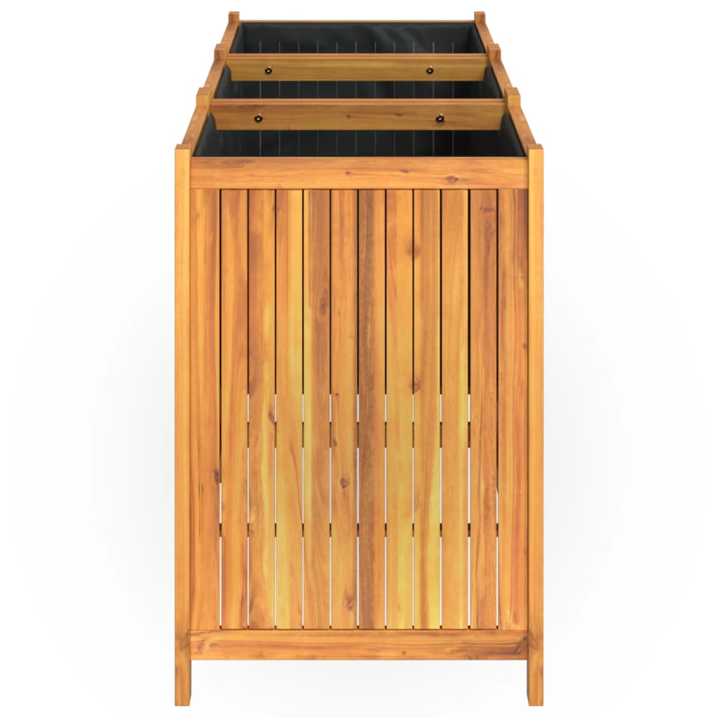 vidaXL Jardinieră de grădină cu căptușeală, 150x50x75 cm, lemn acacia
