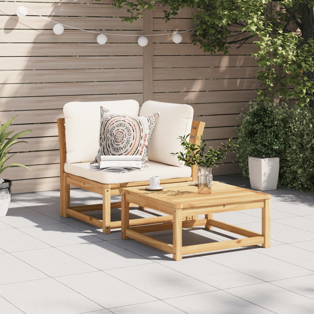 vidaXL Canapea de colț cu pernă de grădină, 73x73x65 cm, lemn acacia vidaXL Canapea de colț cu pernă de grădină, 73x73x65 cm, lemn acacia