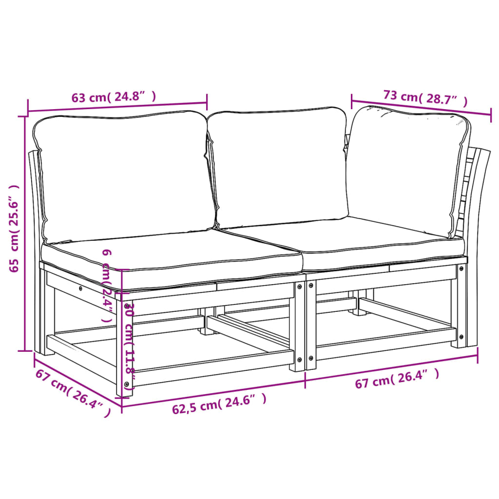 vidaXL Set mobilier de grădină cu perne, 2 piese, lemn masiv de acacia vidaXL Set mobilier de grădină cu perne, 2 piese, lemn masiv de acacia