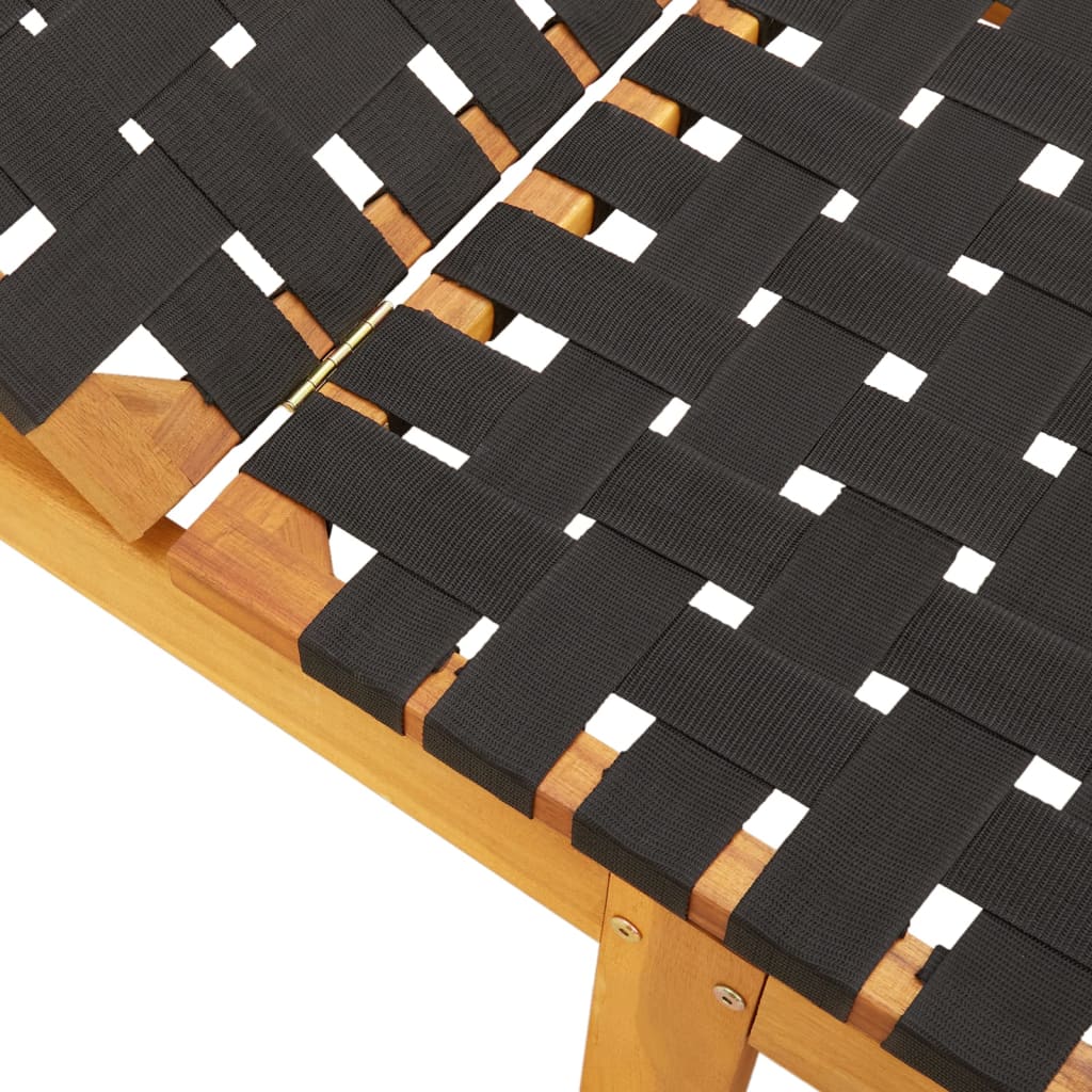 vidaXL Șezlong, negru, lemn masiv de acacia și țesătură