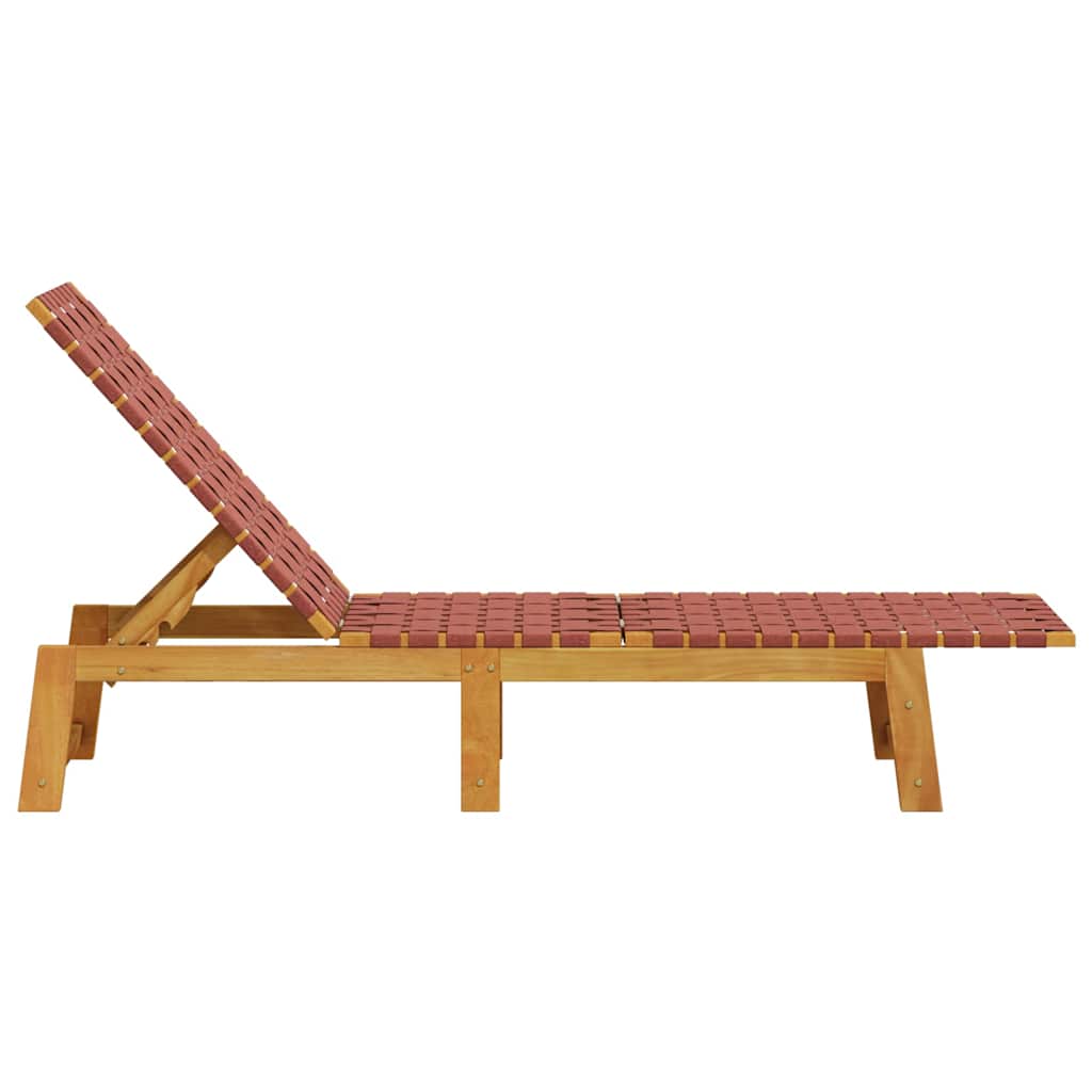 vidaXL Șezlong, roșu, lemn masiv de acacia și țesătură vidaXL Șezlong, roșu, lemn masiv de acacia și țesătură