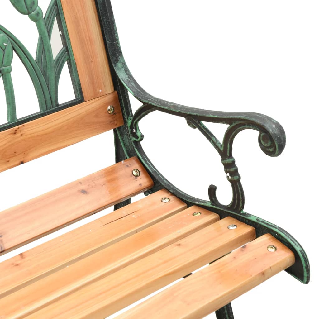 vidaXL Bancă de grădină, 116 cm, lemn masiv de brad și oțel