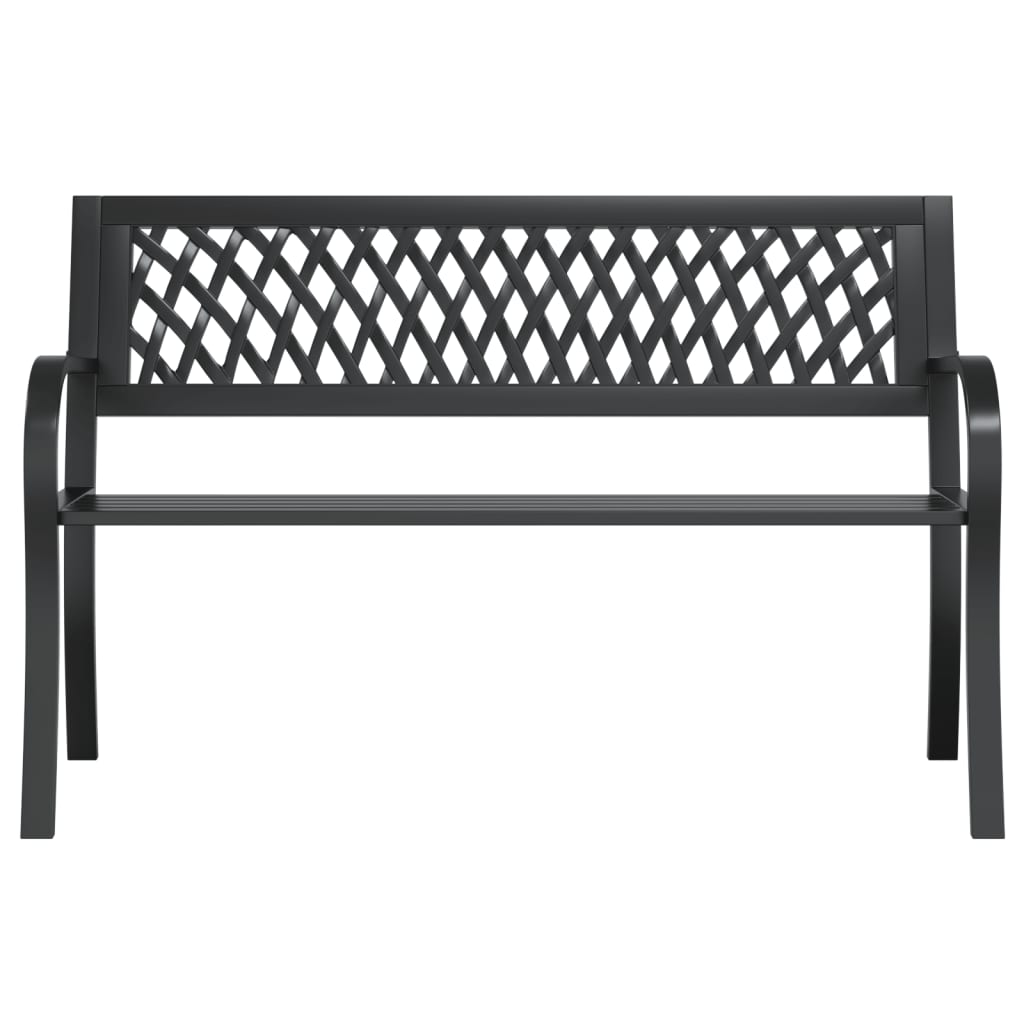 vidaXL Bancă de grădină din oțel, negru, 120 cm