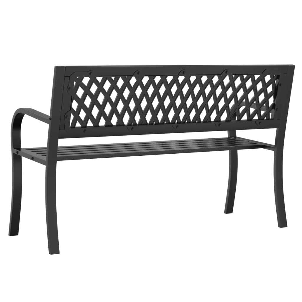 vidaXL Bancă de grădină din oțel, negru, 120 cm