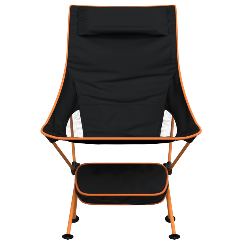 vidaXL Scaune camping pliabile, 2 buc., negru, textil oxford /aluminiu