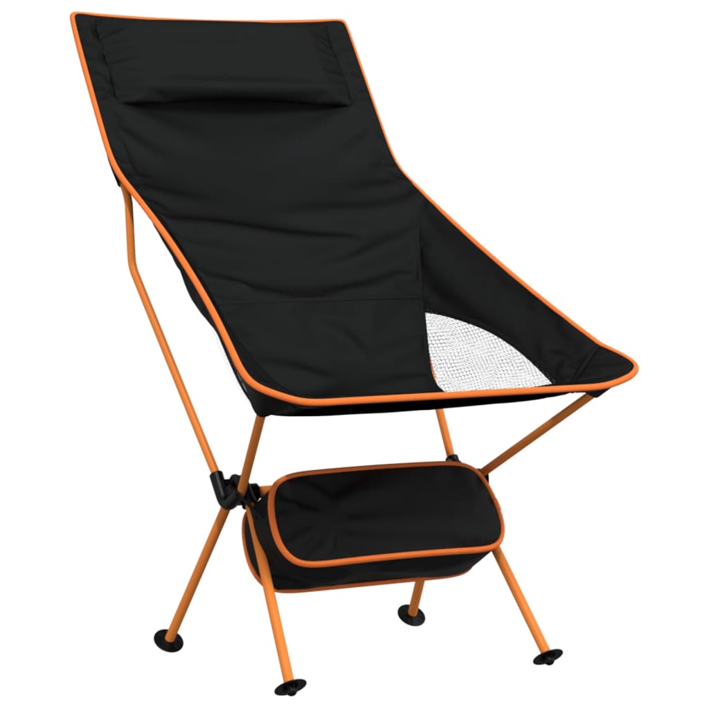 vidaXL Scaune camping pliabile, 2 buc., negru, textil oxford /aluminiu