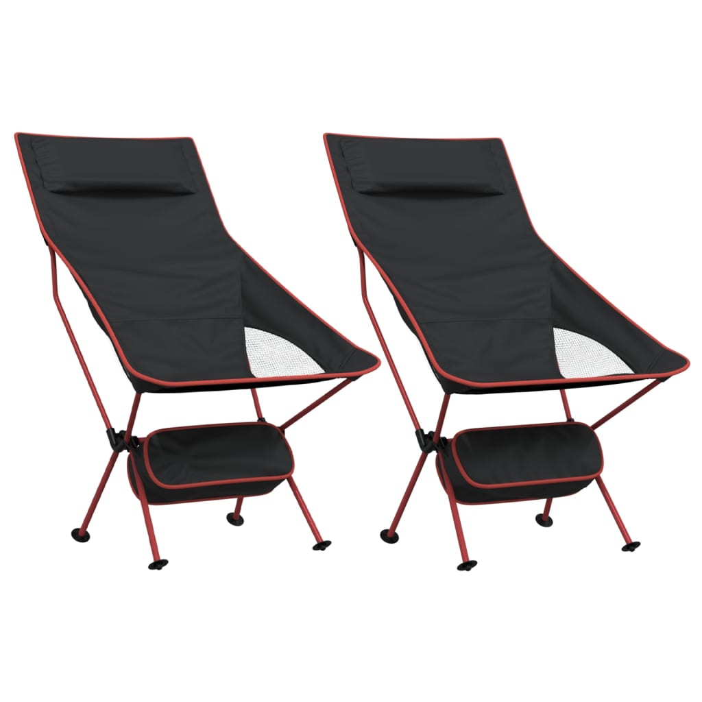 vidaXL Scaune camping pliabile, 2 buc., negru, textil oxford /aluminiu vidaXL Scaune camping pliabile, 2 buc., negru, textil oxford /aluminiu
