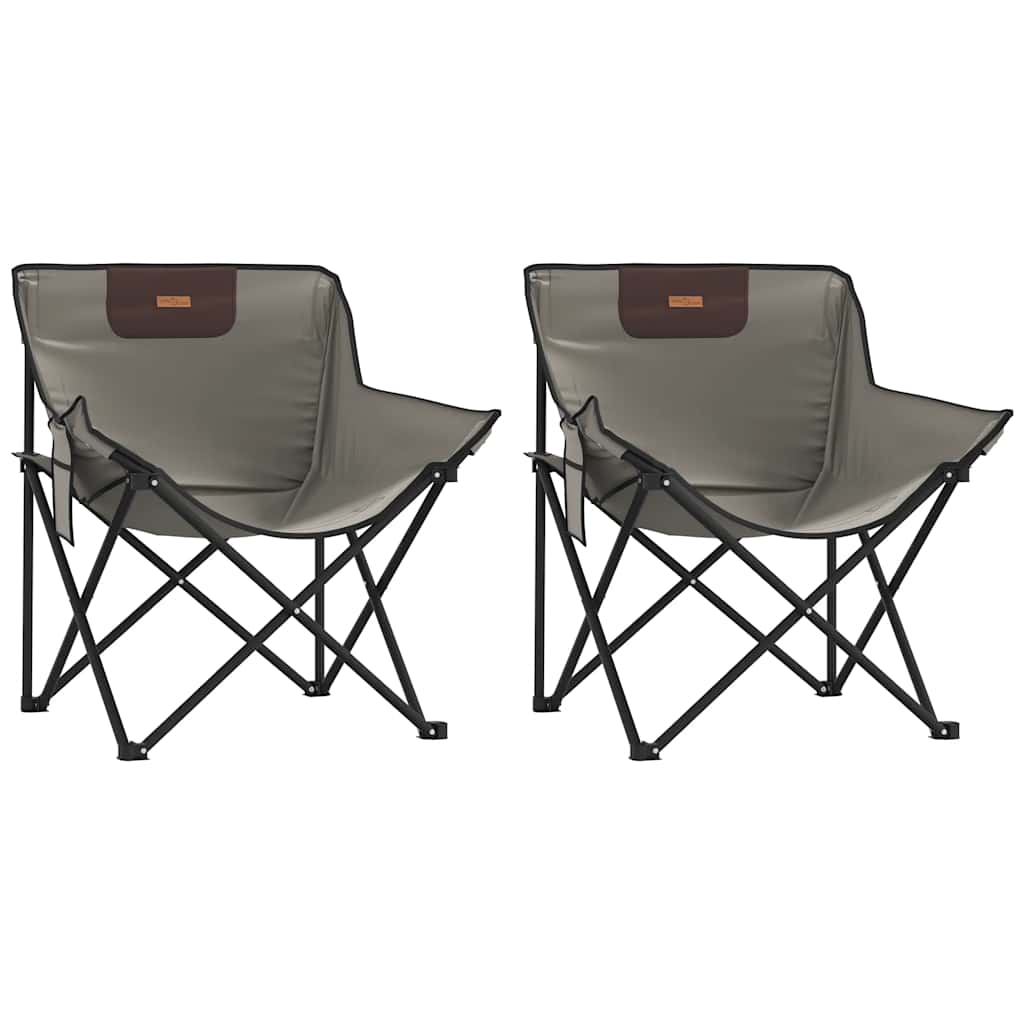 vidaXL Scaune de camping cu buzunar, pliabile, 2 buc., gri