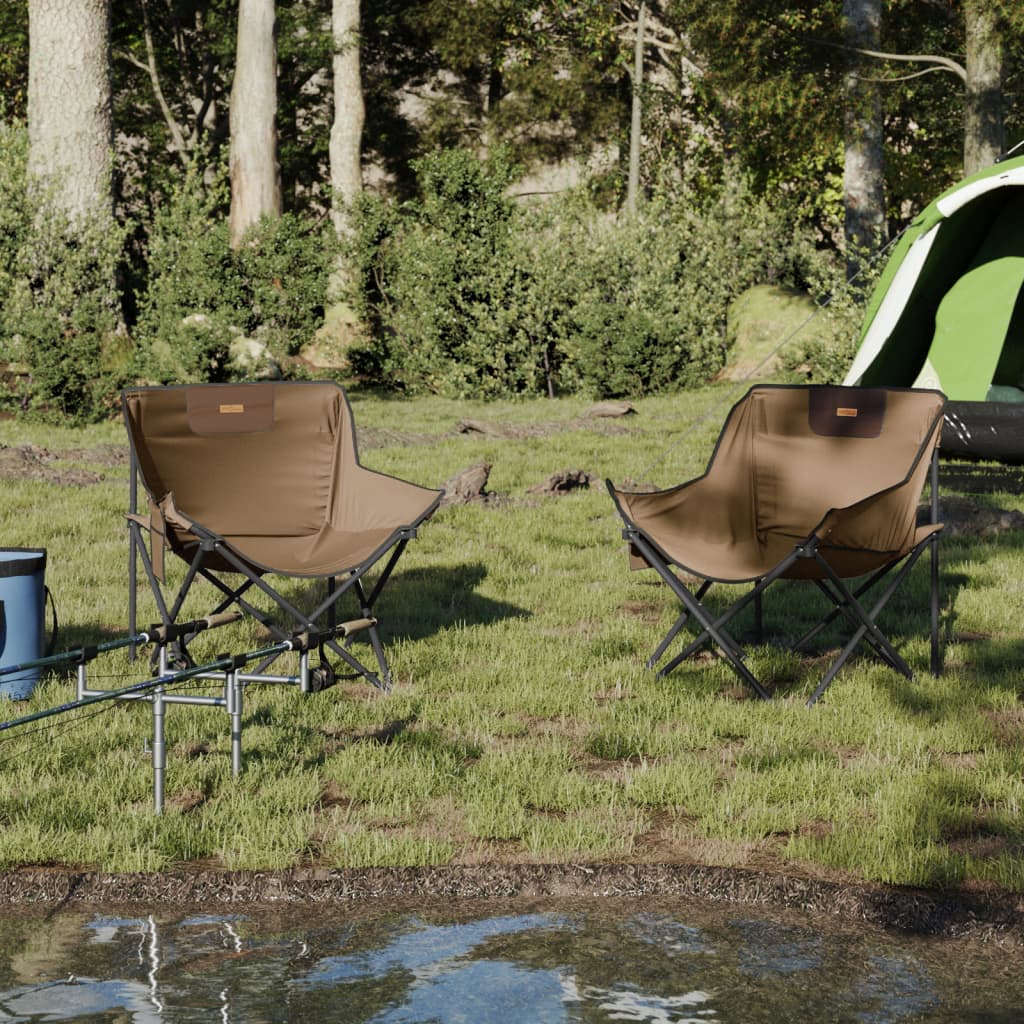 vidaXL Scaune de camping cu buzunar, pliabile, 2 buc., maro vidaXL Scaune de camping cu buzunar, pliabile, 2 buc., maro