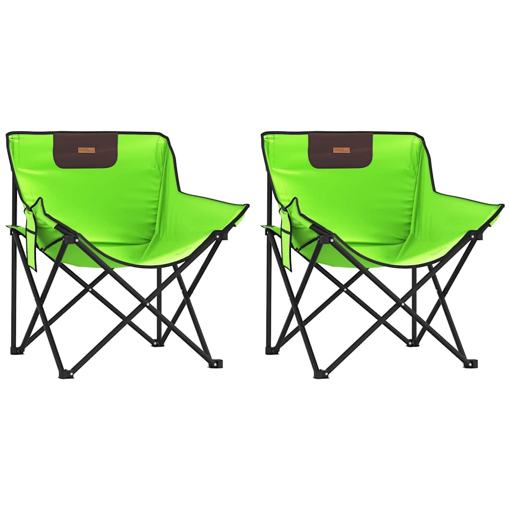 vidaXL Scaune de camping cu buzunar, pliabile, 2 buc., verde