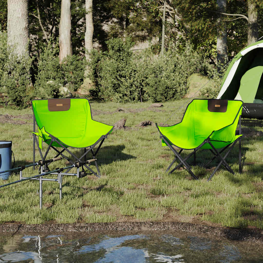 vidaXL Scaune de camping cu buzunar, pliabile, 2 buc., verde