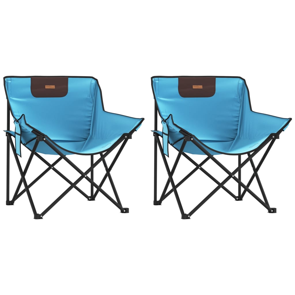 vidaXL Scaune de camping cu buzunar, pliabile, 2 buc., albastru aprins