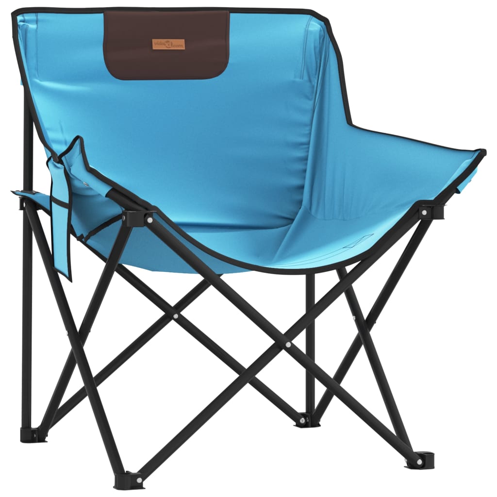 vidaXL Scaune de camping cu buzunar, pliabile, 2 buc., albastru aprins