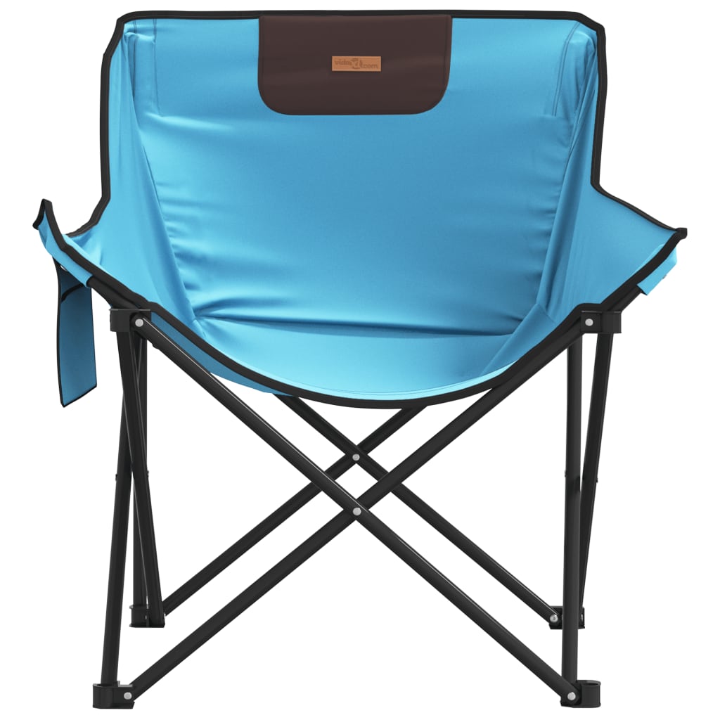 vidaXL Scaune de camping cu buzunar, pliabile, 2 buc., albastru aprins