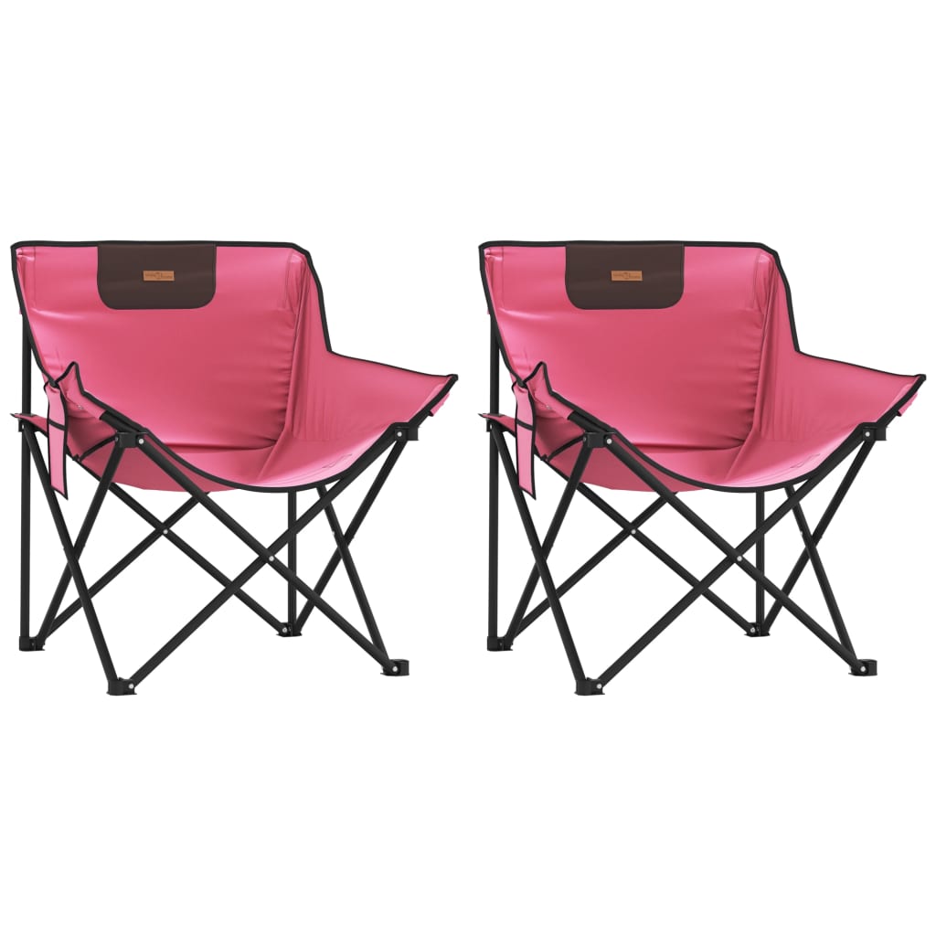 vidaXL Scaune de camping cu buzunar, pliabile, 2 buc., roz