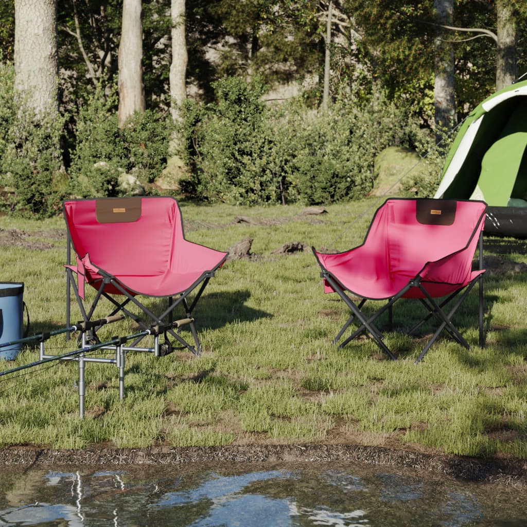 vidaXL Scaune de camping cu buzunar, pliabile, 2 buc., roz