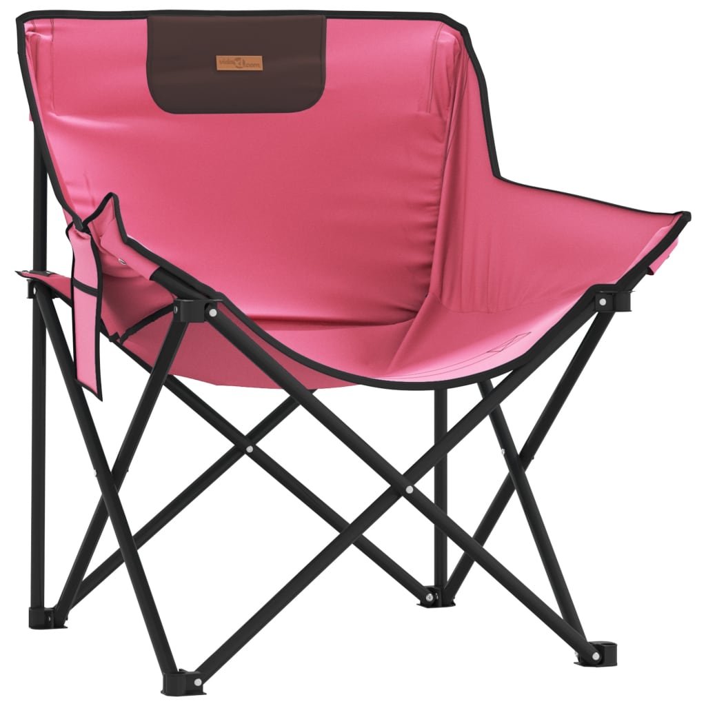 vidaXL Scaune de camping cu buzunar, pliabile, 2 buc., roz