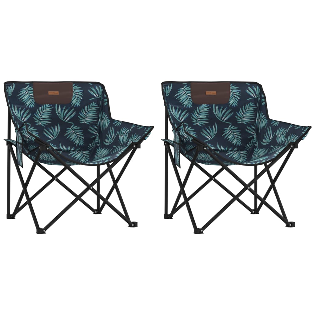 vidaXL Scaune de camping cu buzunar, pliabile, 2 buc., model frunze
