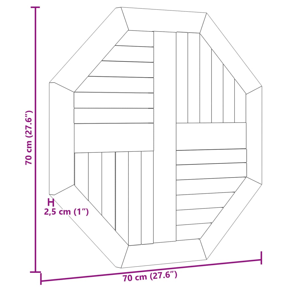 vidaXL Blat de masă, 70x70x2,5 cm, octogonal, lemn masiv de tec vidaXL Blat de masă, 70x70x2,5 cm, octogonal, lemn masiv de tec