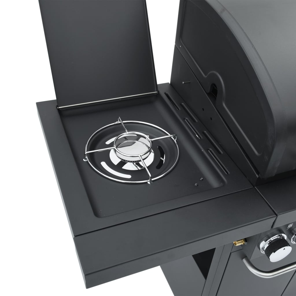 vidaXL Grătar pe gaz cu 4 arzătoare, negru, oțel vopsit electrostatic vidaXL Grătar pe gaz cu 4 arzătoare, negru, oțel vopsit electrostatic