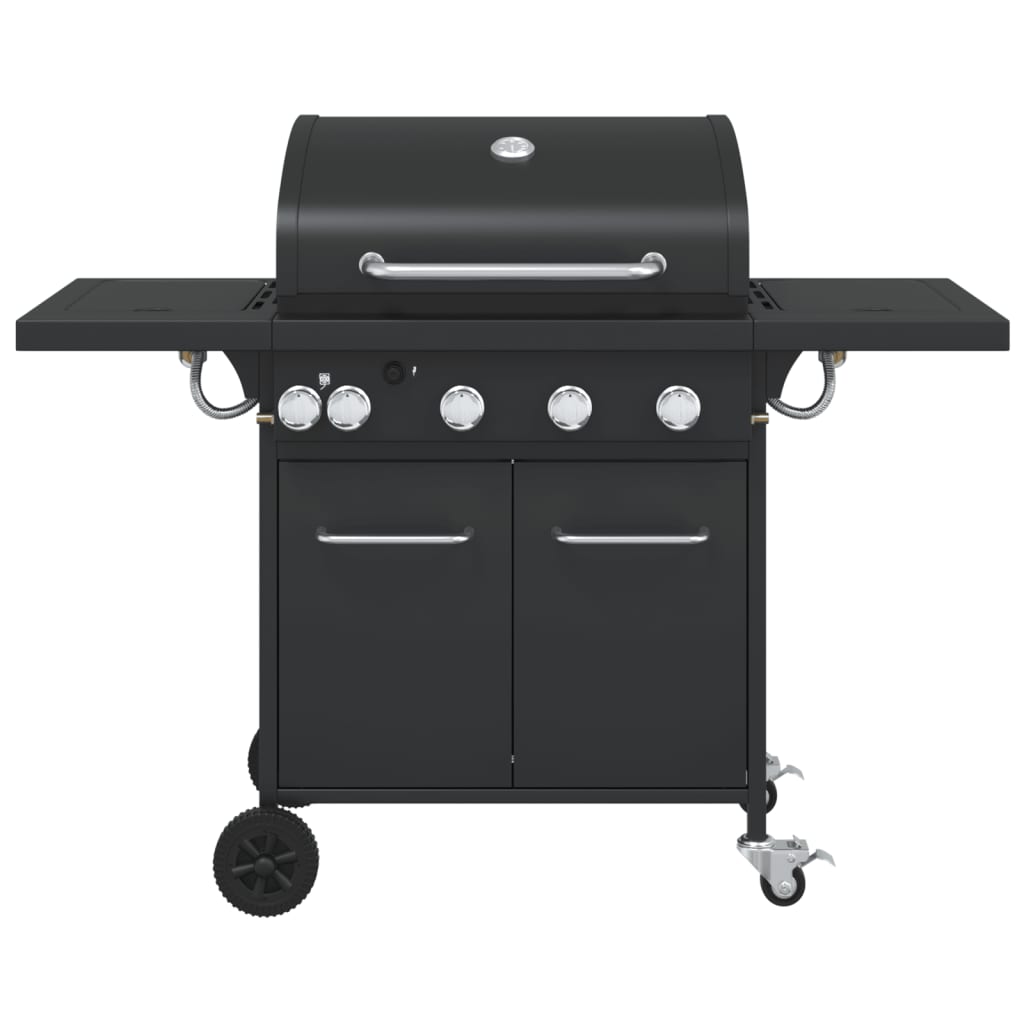 vidaXL Grătar pe gaz cu 5 arzătoare, negru, oțel vopsit electrostatic vidaXL Grătar pe gaz cu 5 arzătoare, negru, oțel vopsit electrostatic