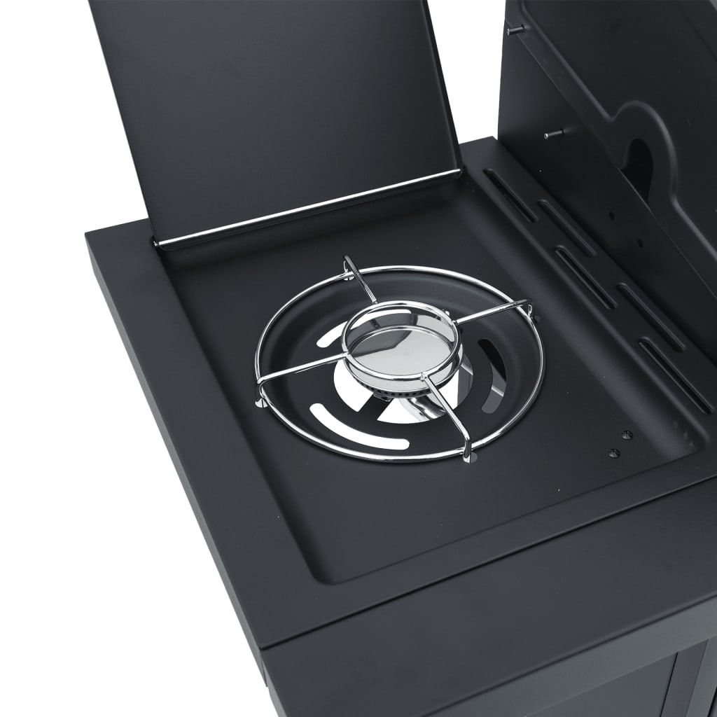 vidaXL Grătar pe gaz cu 5 arzătoare, negru, oțel vopsit electrostatic vidaXL Grătar pe gaz cu 5 arzătoare, negru, oțel vopsit electrostatic