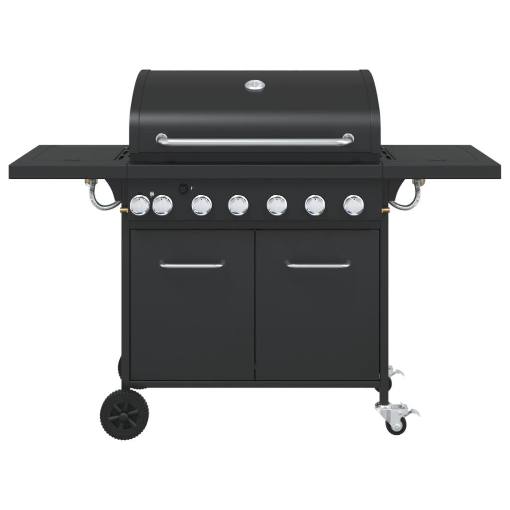 vidaXL Grătar pe gaz cu 7 arzătoare, negru, oțel vopsit electrostatic vidaXL Grătar pe gaz cu 7 arzătoare, negru, oțel vopsit electrostatic